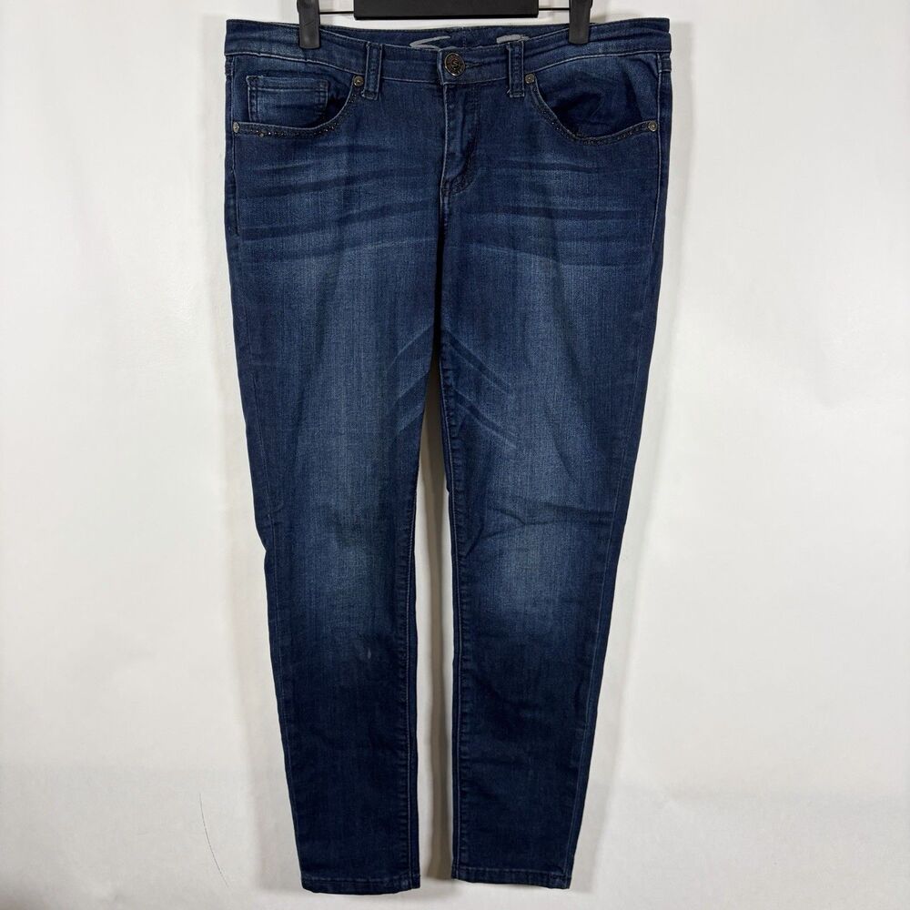 Seven7 Jeans Legging Jeggings Womens Size 12 Blue Dark Wash Tapered Leg 34x29